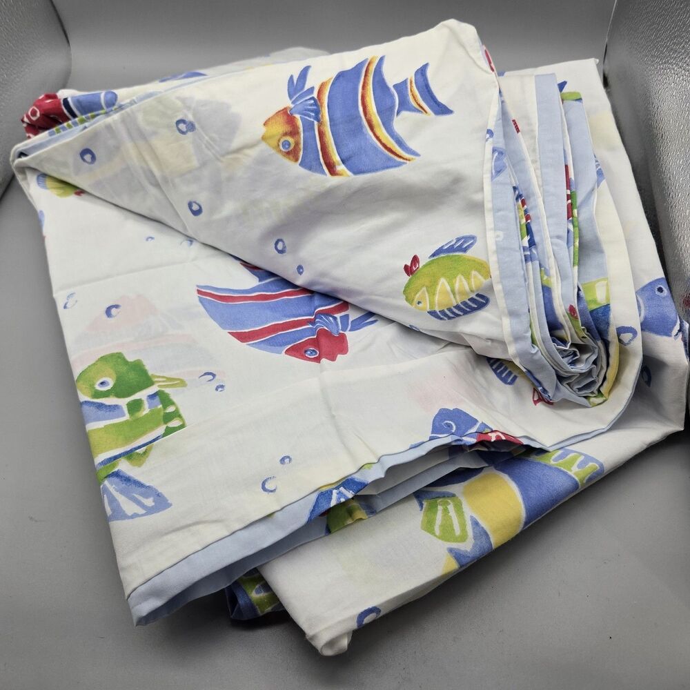 Pottery Barn Kids TWIN Duvet Cover Bermuda Fish colorful 100% cotton NEW